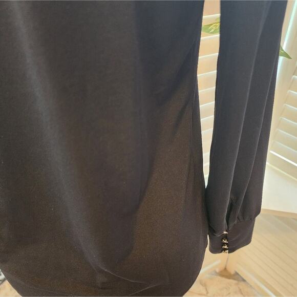 TAHARI BLACK NEW LONG BUTTON SLEEVE TOP SIZE SMALL - Picture 6 of 8